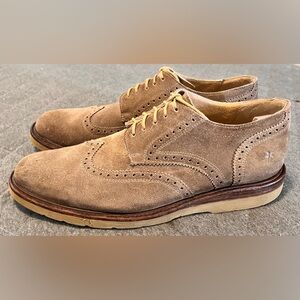 FRYE Sz 12 Jim Tan Gray Suede Wingtip Oxford Shoes